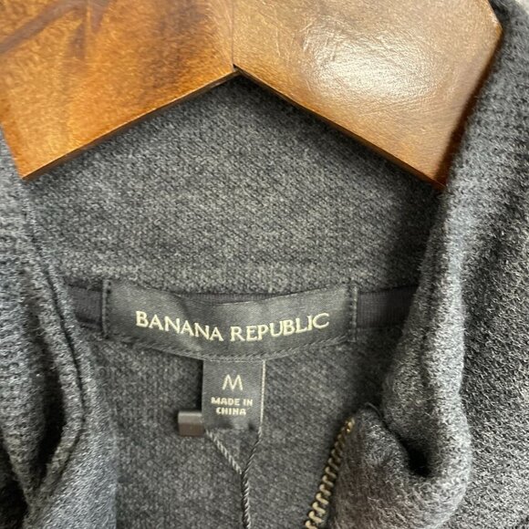 NEW Banana Republic Men's M Waffle Quarter Zip Pullover Cotton/Polyester Gray - Picture 6 of 9